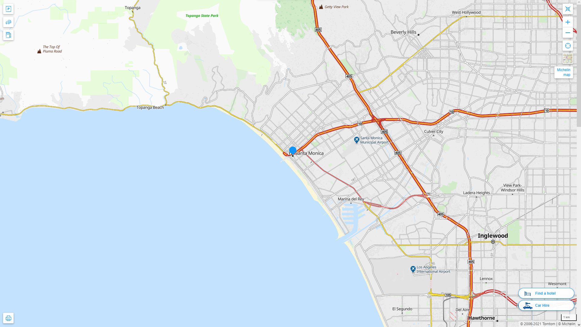 Santa Monica California Highway and Road Map